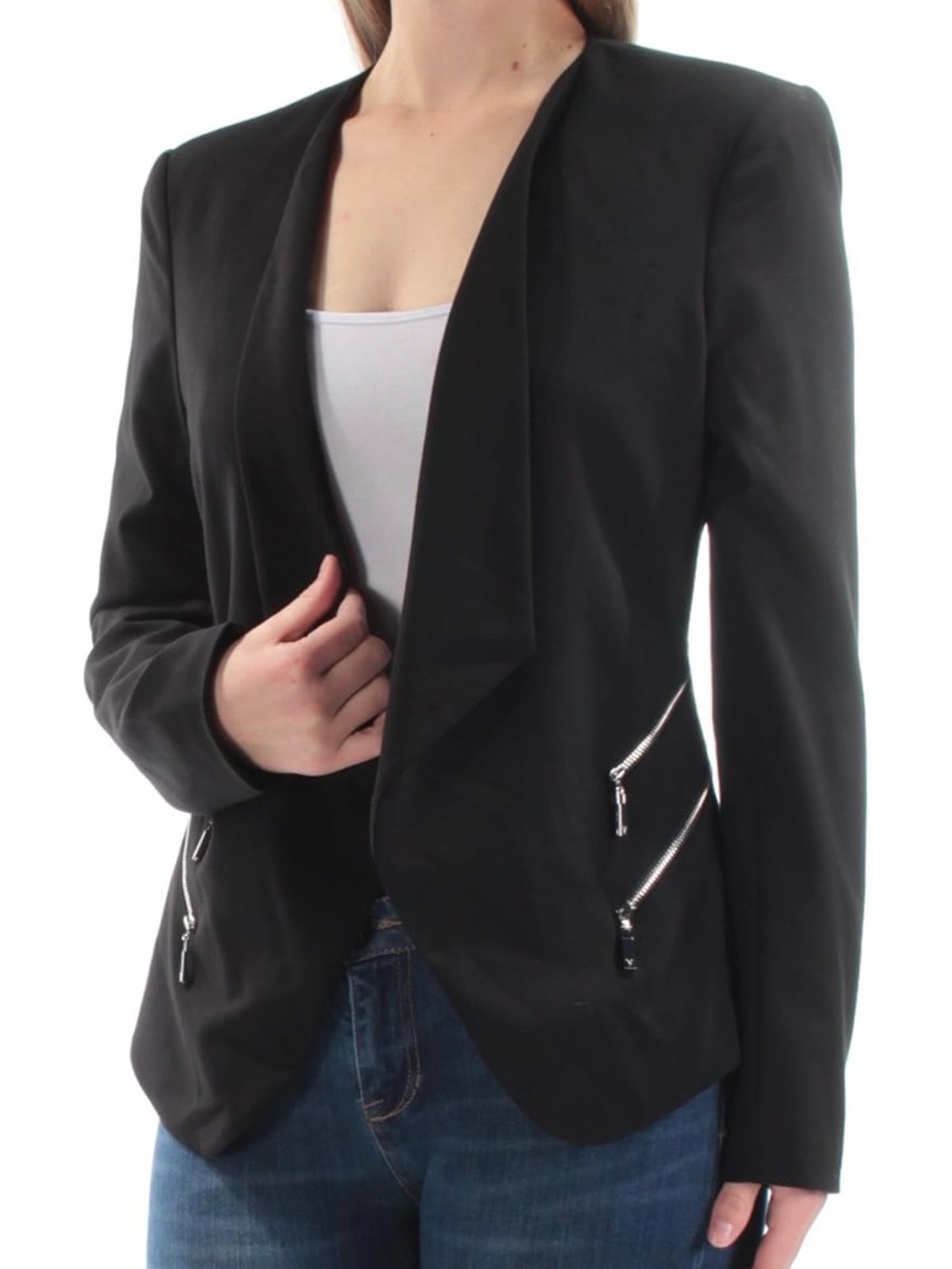 New with tags! Vince Camuto Black Open-Front Blazer with Zip Details